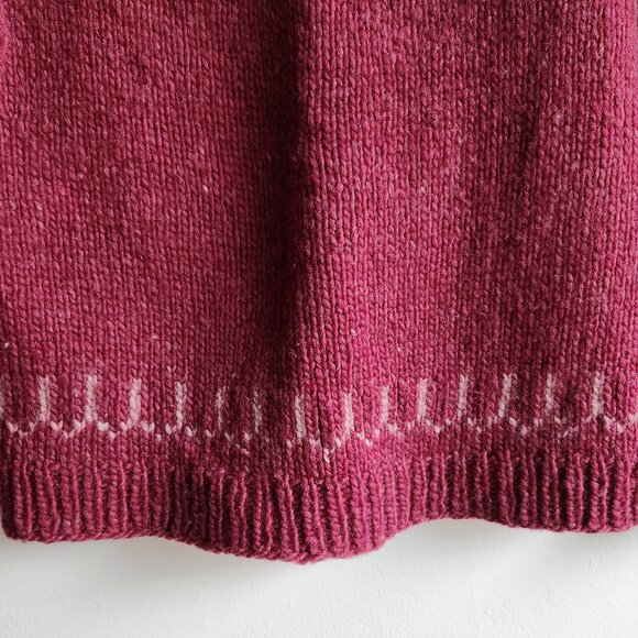 Hand-knit Fair Isle Sweater in Cranberry Pink - XS - Picture 5 of 7